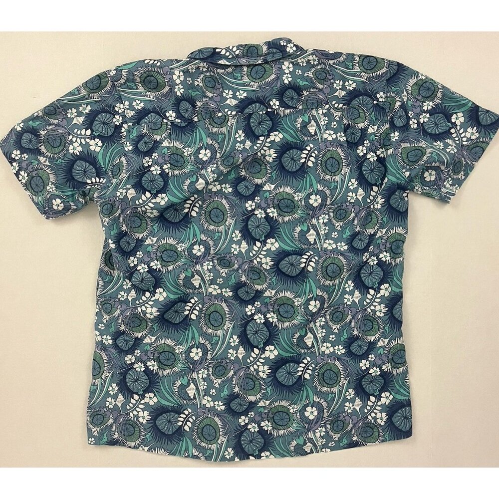 Patagonia Men's L Camp Shirt Seashell Shell Anenome Ocean Top Blue Green - Picture 5 of 8